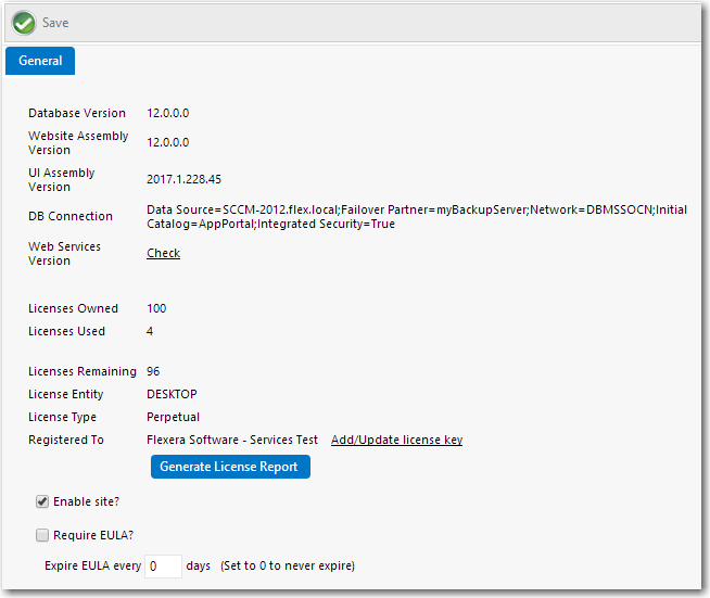 Settings > General View